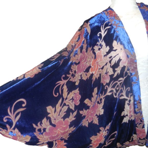 Velvet Kimono Large Jacket Cardigan Floral - Picture 6 of 6